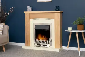 Adam Chilton Fireplace in Oak & Cream with Blenheim Electric Fire in Chrome, 39 Inch