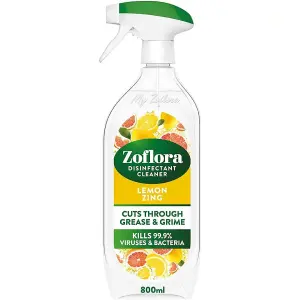 Zoflora Disinfectant Cleaner Lemon Spray 800ml - Cuts Through Grease & Grime (Pack of 3)