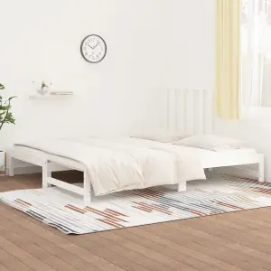 Berkfield Pull-out Day Bed White 2x(90x190) cm Solid Wood Pine