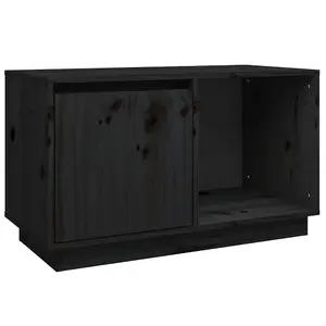 Berkfield TV Cabinet Black 74x35x44 cm Solid Wood Pine