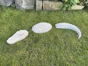 Crocodile Stone Cast Garden Ornament