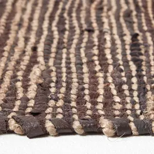 Homescapes Madras Leather Hemp Rug Brown, 90 x 150 cm