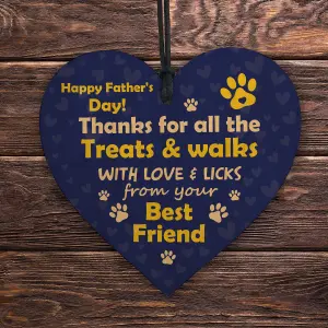 Red Ocean Fathers Day Funny Gifts From The Dog Novelty Wooden Heart Dog Dad Gifts Dog Gifts