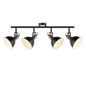 Acrobat Matt Black Gold effect 4 Light Spotlight bar