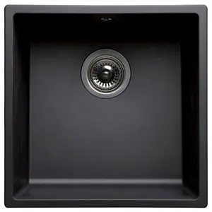 Astini Scuti 1.0 Medium Bowl Black SMC Synthetic Inset/Undermount Kitchen Sink