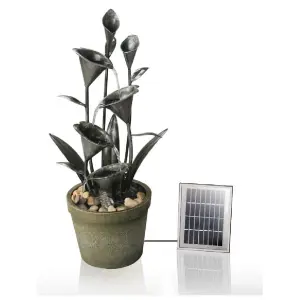 Primrose Howden Flower Solar Powered Cascading Metal Water Feature H66cm