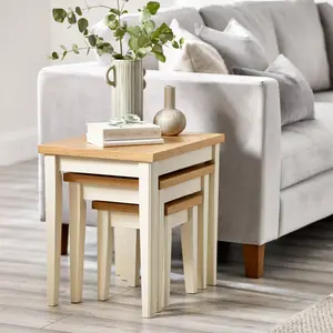 Abundance Solid Wood 3 Piece Living Room Table Set - Traditional Farmhouse Cottage Nesting Tables