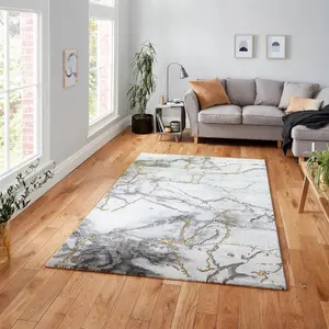 Ivory Gold Abstract Modern Easy to Clean Abstract Rug For Dining Room Bedroom And Living Room-120cm X 170cm