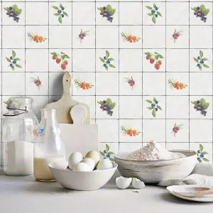 Galerie Just Kitchens Grey Fruit Tile Wallpaper Roll