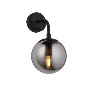 Luminosa Trieste Wall Lamp Matt Black, Smoked Mirror Glass