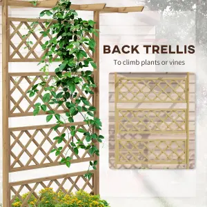 Outsunny Wooden Trellis Planter, Raised Garden Bed for Climbing Plants, Natural