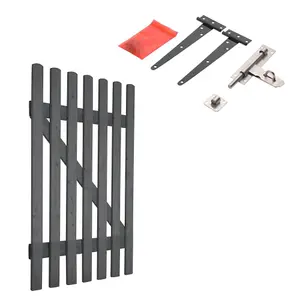 Grey Garden Wood Fence Gate 90x90cm with 2 T Shaped Hinges and 1 Latch Lock