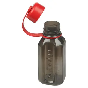 URBNLIVING 500ml Black Reusable Water Drinking Sports Bottle Container Flask with Red Leakproof Lid