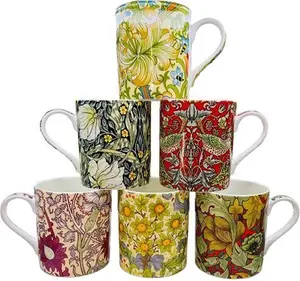 WILLIAM MORRIS BALMORAL Collection English Large Fine Bone China Set Of 6 Mugs Turnstaar