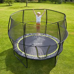 Rebo 12ft Base Jump Trampoline With Halo II Enclosure