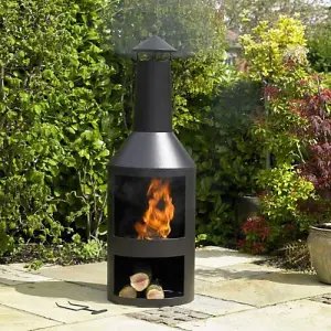 Metal Outdoor Log Burner with Integrated Log Storage