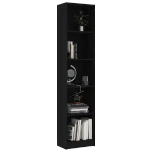 Berkfield 5-Tier Book Cabinet Black 40x24x175 cm Engineered Wood