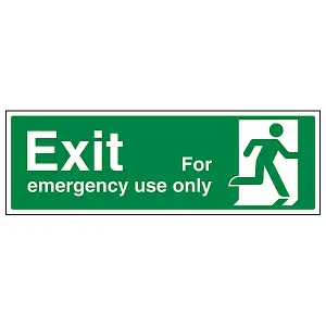 Exit For Emergency Use Man Right Sign - Adhesive Vinyl 450x150mm (x3)