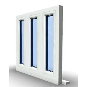 1195mm (W) x 1145mm (H) PVCu Flush Casement Window - 3 Panes Non Opening Window - White Internal & External