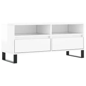 Berkfield TV Cabinet High Gloss White 100x34.5x44.5 cm Engineered Wood