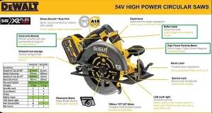 DEWALT DCS579NT 54v Circular saw 190mm blade