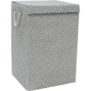 MantraRaj Deluxe Fabric Laundry Argyle Rectangle Foldable Paper Lidded Clothe Storage Hamper Basket