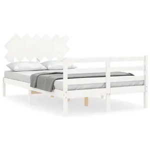 Berkfield Bed Frame with Headboard White 120x200 cm Solid Wood