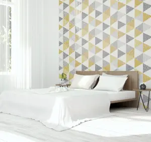 Arthouse Scandi Triangle Yellow Wallpaper