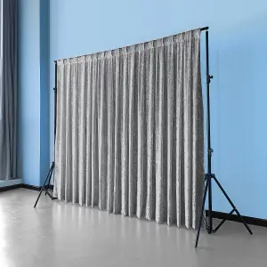 3x3M Crushed Velvet Backdrop, Photography Background Blackout Curtain - Silver