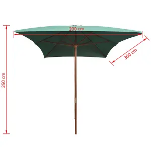 Berkfield Parasol 200x300 cm Wooden Pole Green