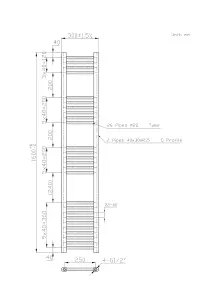 Right Radiators 1600x300 mm Straight Heated Towel Rail Radiator Bathroom Ladder Warmer Anthracite