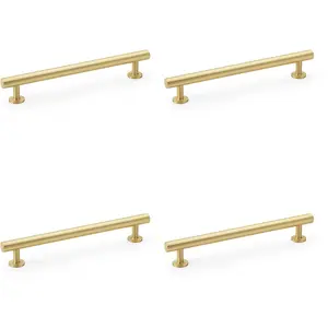 4 PACK - Round T Bar Pull Handle - Satin Brass - 160mm Centres SOLID BRASS Drawer Door