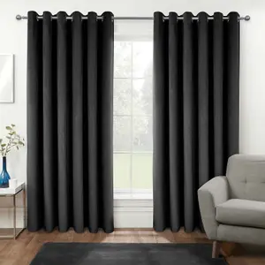 Homescapes Thermal 100% Blackout Grey Velvet Curtains, 168 x 183 cm (66" x 72")