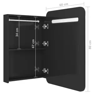 Berkfield LED Bathroom Mirror Cabinet Shining Black 60x11x80 cm