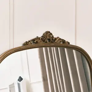 Melody Maison Extra Large Ornate Arch Mirror with Antique Gold Frame