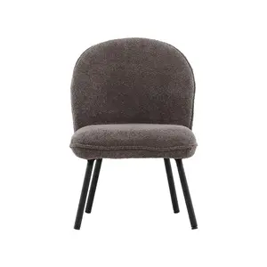 Polar Grey Boucle Lounge Chair with Steel Sturdy Legs,  Grey