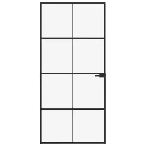 Berkfield Interior Door Black 93x201.5 cm Tempered Glass&Aluminium