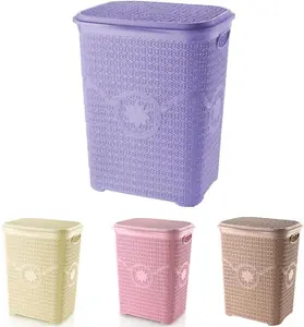 Laundry Basket Washing Clothes Storage Hamper Rattan Style Plastic Basket