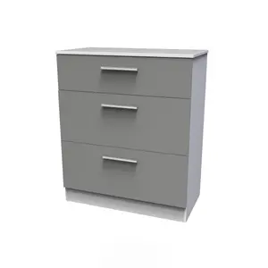 Trent 3 Drawer Deep Chest in Dusk Grey & White (Ready Assembled)