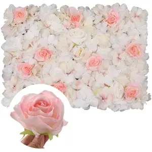 Artificial Flower Wall Backdrop Panel, 60cm x 40cm, Sophie Blush Roses