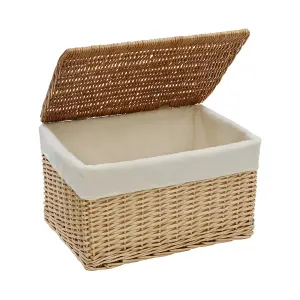 JVL Hand Woven Acacia Set of 3 Rectangular Willow Hampers with Lid, Honey Finish