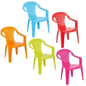 URBNGARDEN 52cm Height 4 Plastic Childrens Chairs Colored Indoor Outdoor Garden Kids Blue