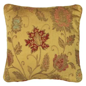 Paoletti Zurich Floral Jacquard Piped Feather Filled Cushion