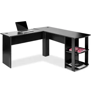 Corner Desk for Home Office L-Shaped Desk Gaming Desk Large Computer Desk Study Gaming Table Workstation, Easy to Assemble (Black)