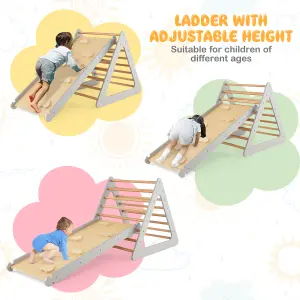 Costway 3 in 1 Toddler Climbing Toy Set Wooden Climber Log Bridge Kids Activity Center