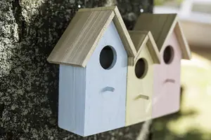 3 In 1 Wooden Wild Garden Bird Houses Nesting Box Predator Proof Small Birds