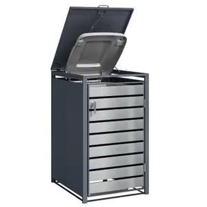 Phoenix GB1168ASK Silver Effect Single Wheelie Bin Steel Storage / Bin Store