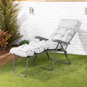 Alfresia Sun Lounger, Charcoal Frame with Grey Classic Cushion