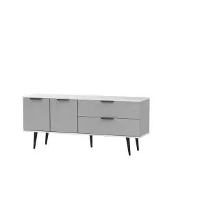 Fuji 2 Drawer 2 Door Wide Sideboard in Grey Matt & White (Ready Assembled)