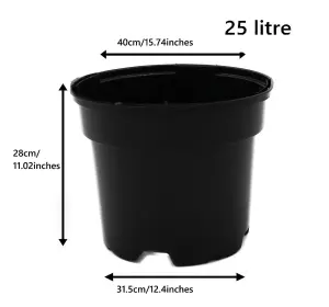 Black Plastic Plant Pot Flower Pots 25 Litres x 20 Pots